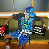 Bandana Mash Up Shorts - Blue (Bandana-Mash-Up-Shorts-Blue)