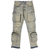 UTILITY CARGO SHARP DENIM PANTS (FRD2241LST)