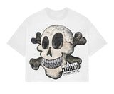 White "Pirate" Cropped Tee (White Skeleton Cartoon Tee)