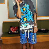 Bandana Mash Up Shorts - Blue (Bandana-Mash-Up-Shorts-Blue)