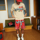 Bandana Mash Up Shorts - Red (Bandana-Mash-Up-Shorts-Red)