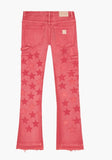 "V-STARS” RED WASH STACKED FLARE JEAN (VLBS3765)