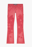 "V-STARS” RED WASH STACKED FLARE JEAN (VLBS3765)